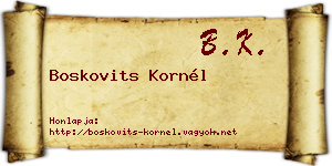 Boskovits Kornél névjegykártya