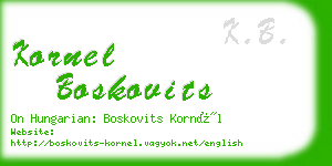 kornel boskovits business card